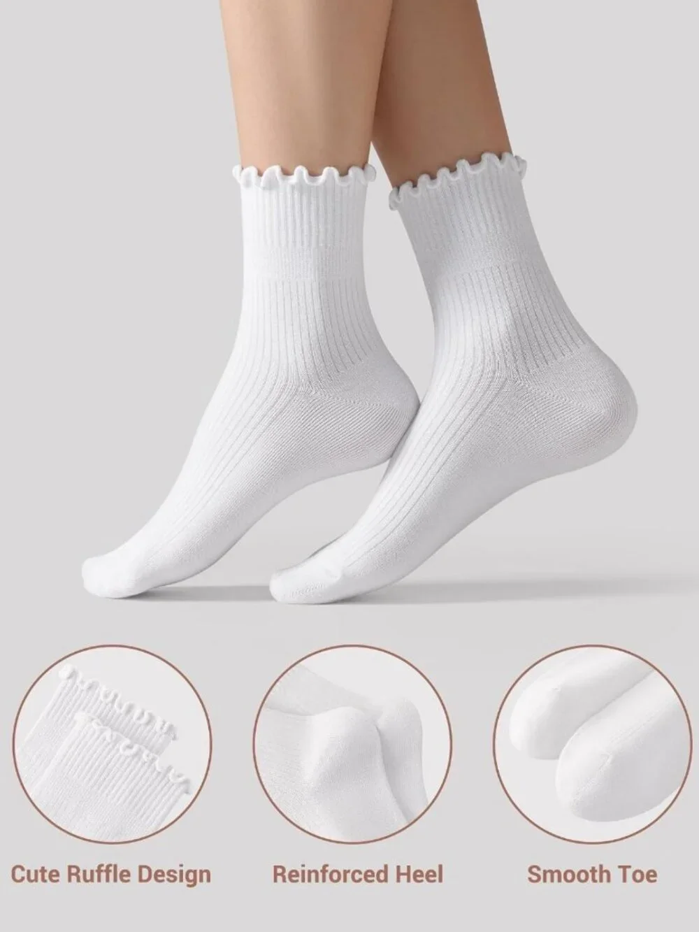 Soft Bamboo Ruffle Ankle Socks | Breathable Lettuce Edge Crew & Frilly Quarter